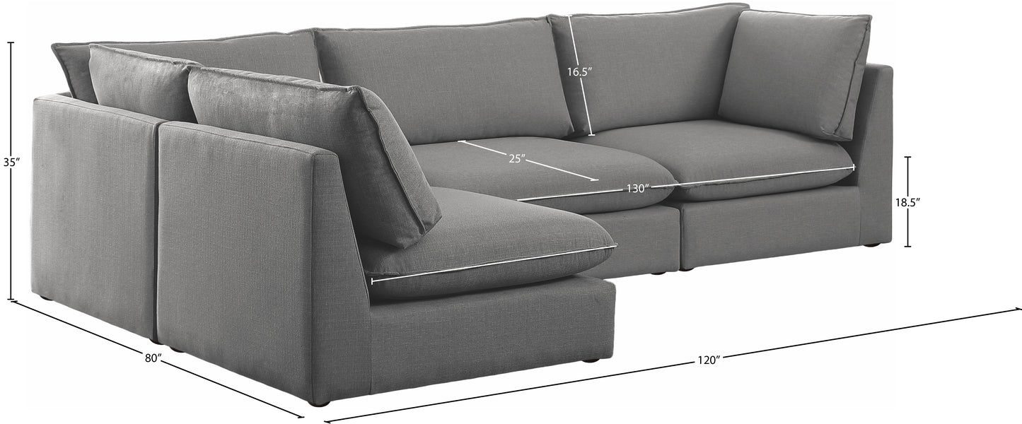 winston grey durable linen textured modular sectional sec4a