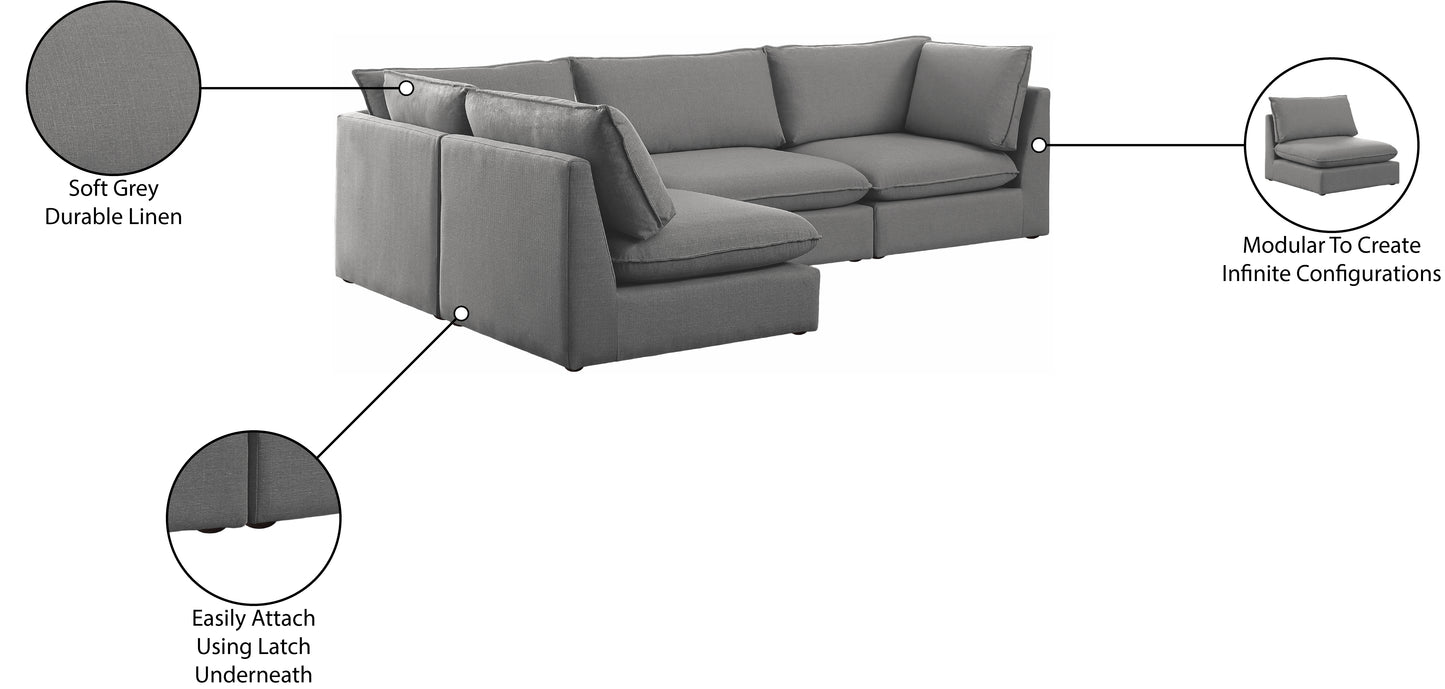 winston grey durable linen textured modular sectional sec4a