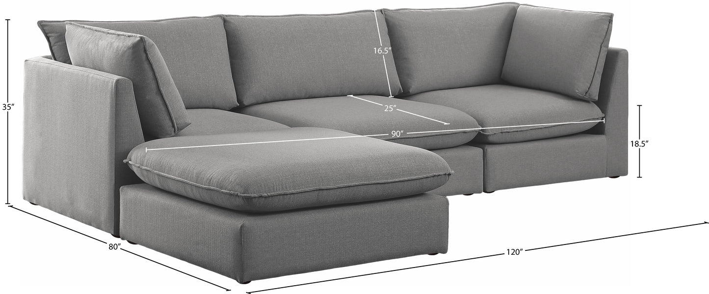 winston grey durable linen textured modular sectional sec4b