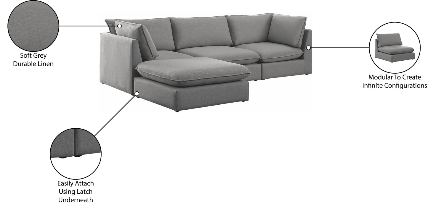 winston grey durable linen textured modular sectional sec4b