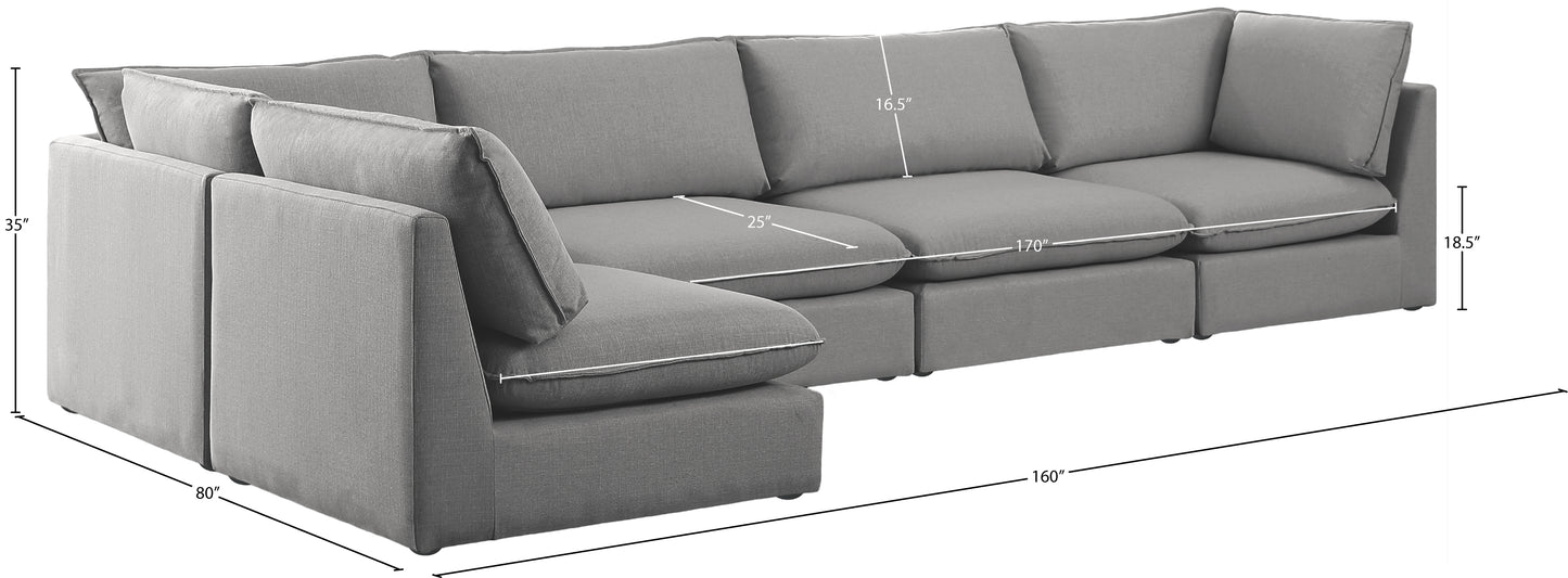 winston grey durable linen textured modular sectional sec5a