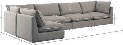 Winston Grey Durable Linen Textured Modular Sectional Sec5A