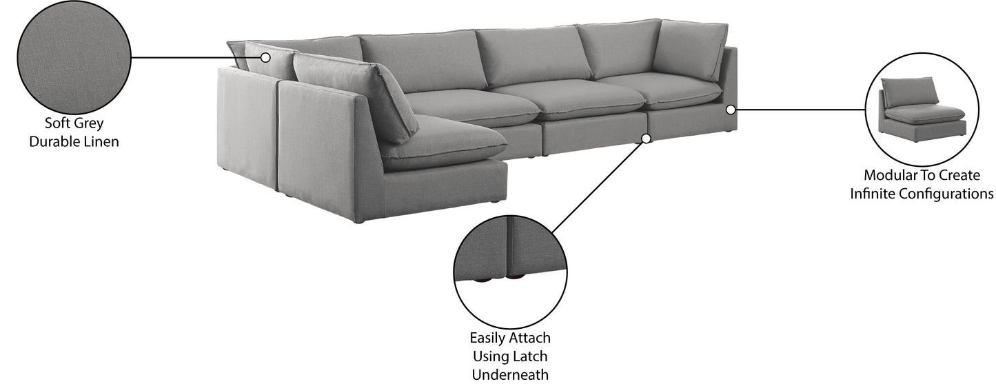 winston grey durable linen textured modular sectional sec5a