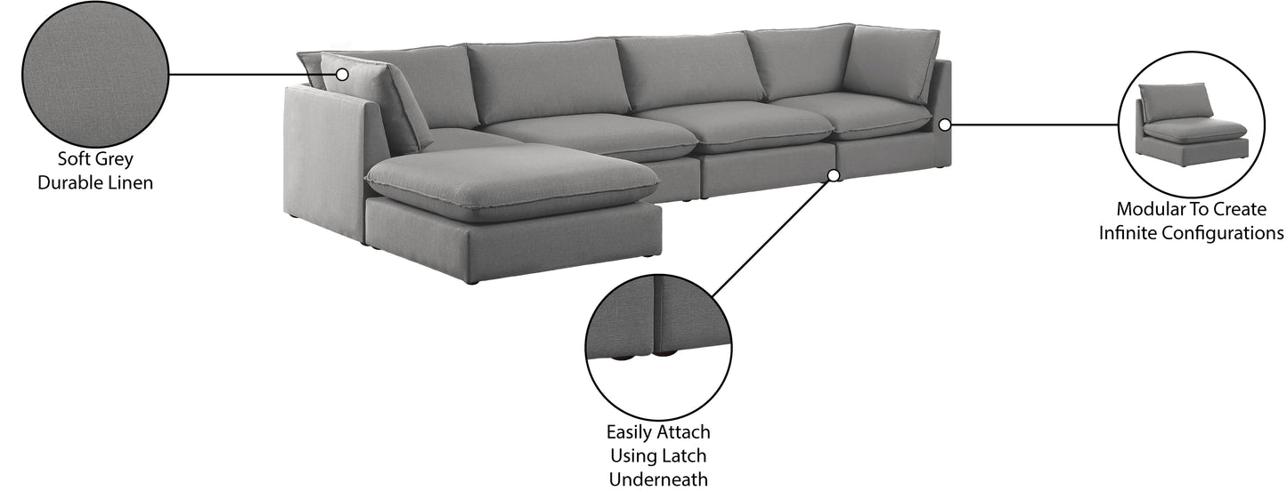 winston grey durable linen textured modular sectional sec5b