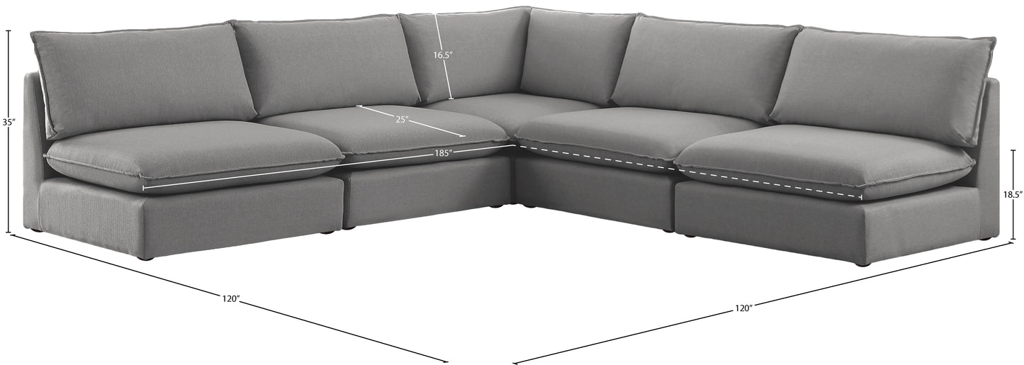 winston grey durable linen textured modular sectional sec5c