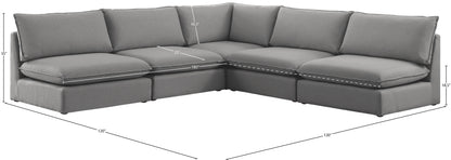 Winston Grey Durable Linen Textured Modular Sectional Sec5C