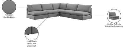 Winston Grey Durable Linen Textured Modular Sectional Sec5C