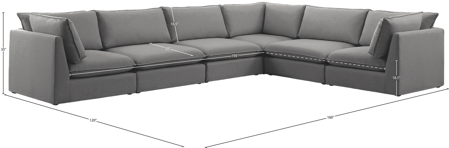 winston grey durable linen textured modular sectional sec6a