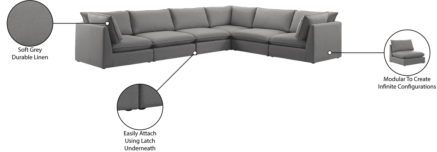 winston grey durable linen textured modular sectional sec6a