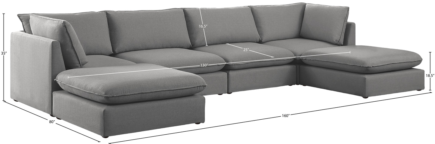 winston grey durable linen textured modular sectional sec6b