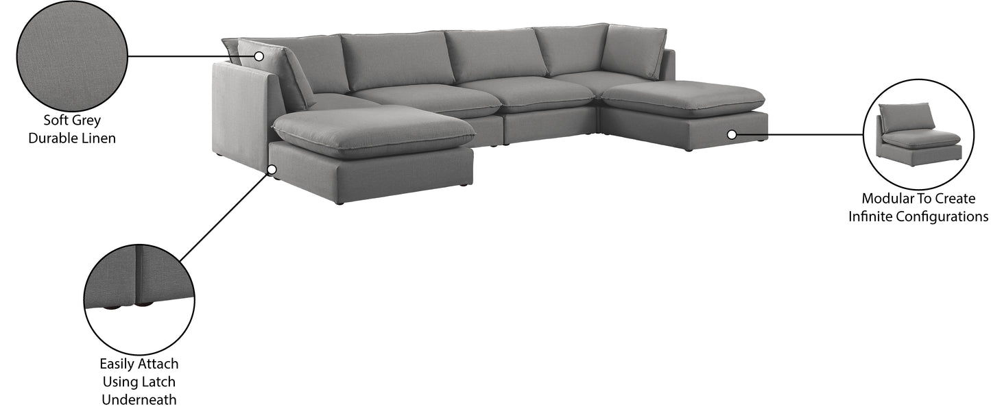 winston grey durable linen textured modular sectional sec6b