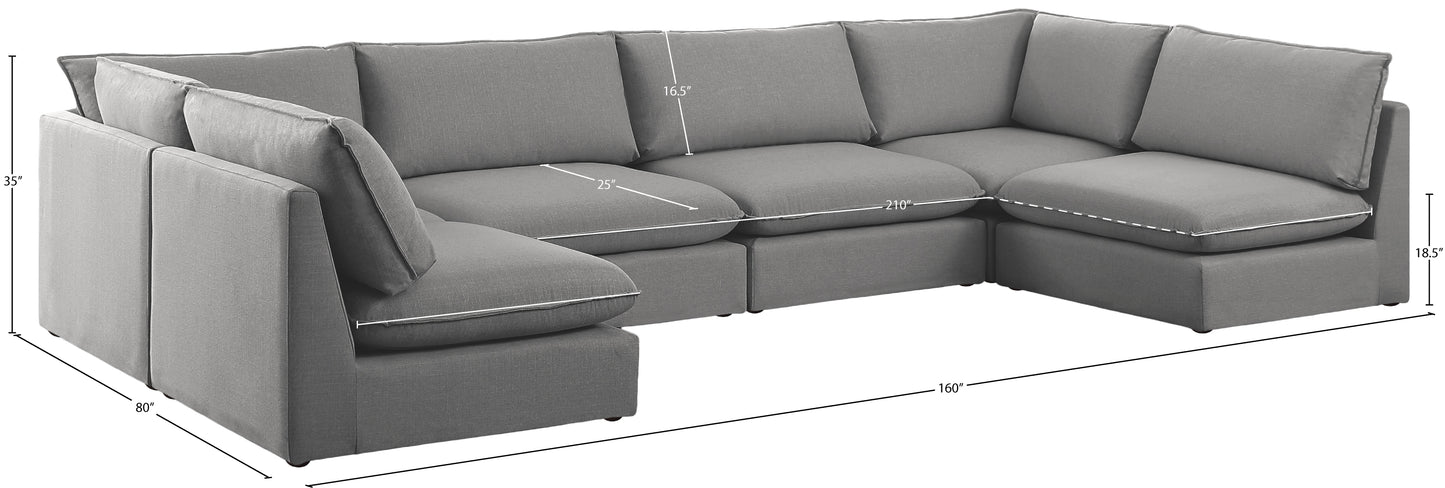 winston grey durable linen textured modular sectional sec6c