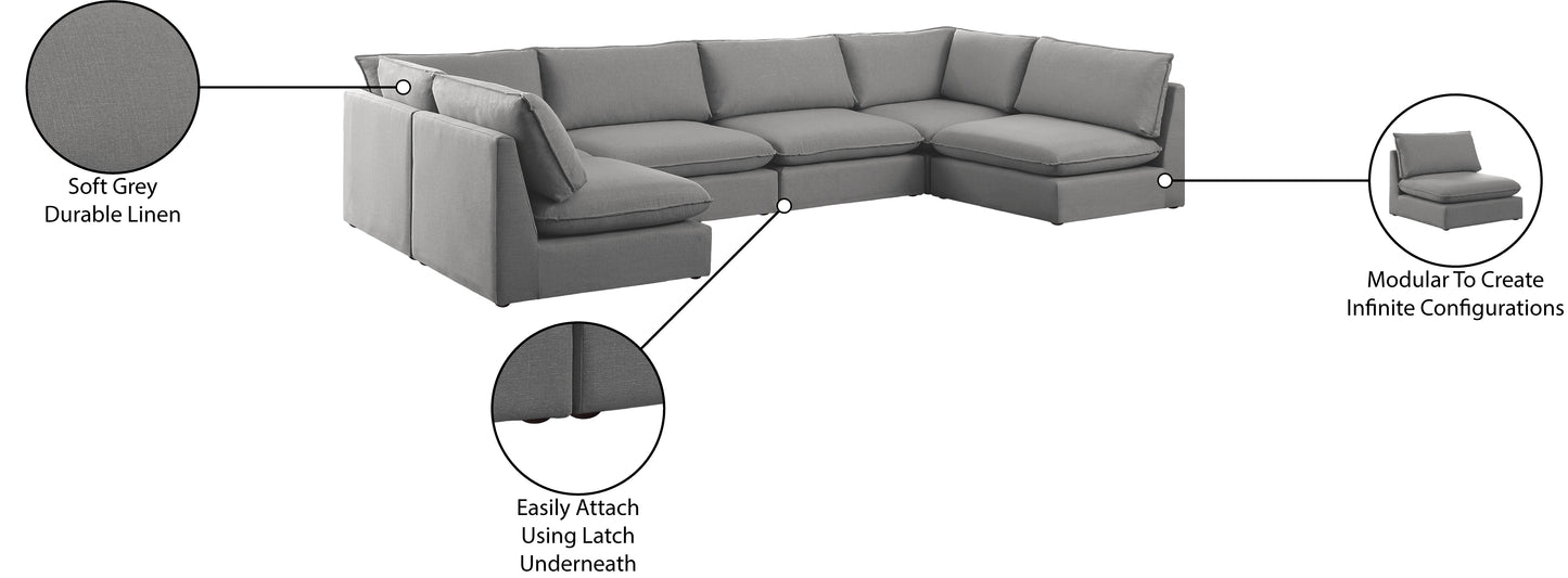 winston grey durable linen textured modular sectional sec6c