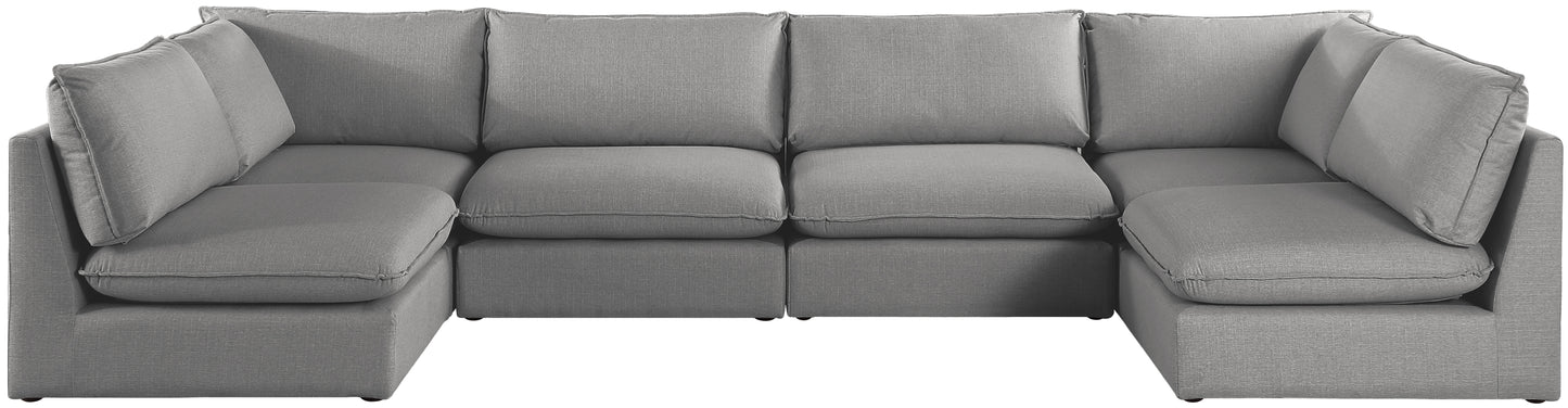 winston grey durable linen textured modular sectional sec6c