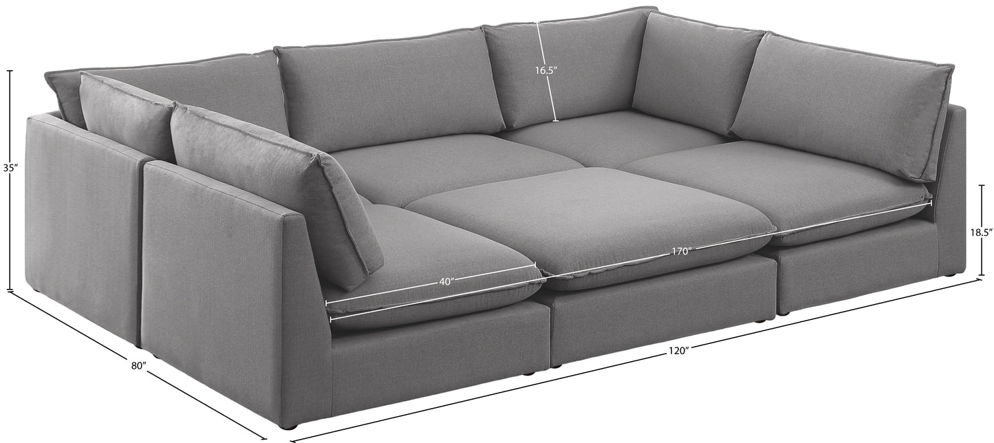 winston grey durable linen textured modular sectional sec6d