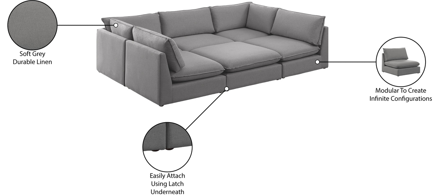 winston grey durable linen textured modular sectional sec6d