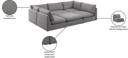 Winston Grey Durable Linen Textured Modular Sectional Sec6D