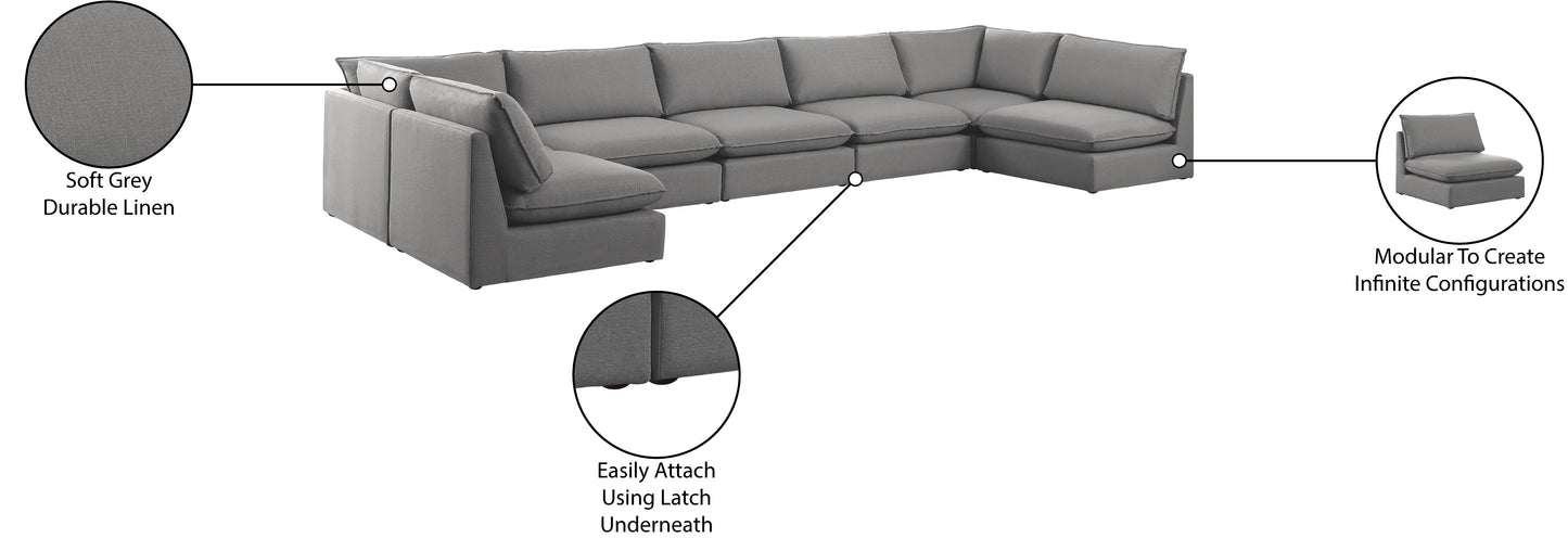 winston grey durable linen textured modular sectional sec7a