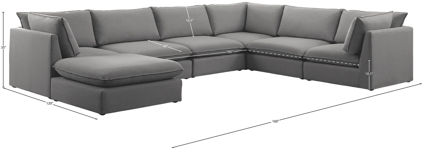 winston grey durable linen textured modular sectional sec7b