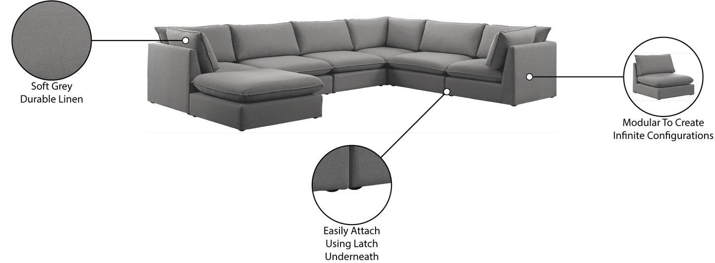 winston grey durable linen textured modular sectional sec7b