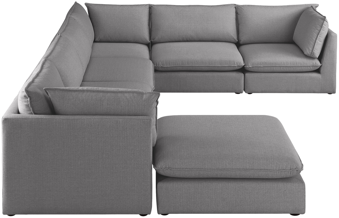 winston grey durable linen textured modular sectional sec7b