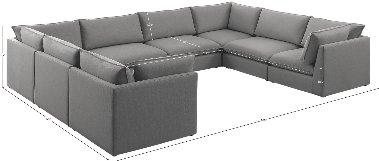 winston grey durable linen textured modular sectional sec8a