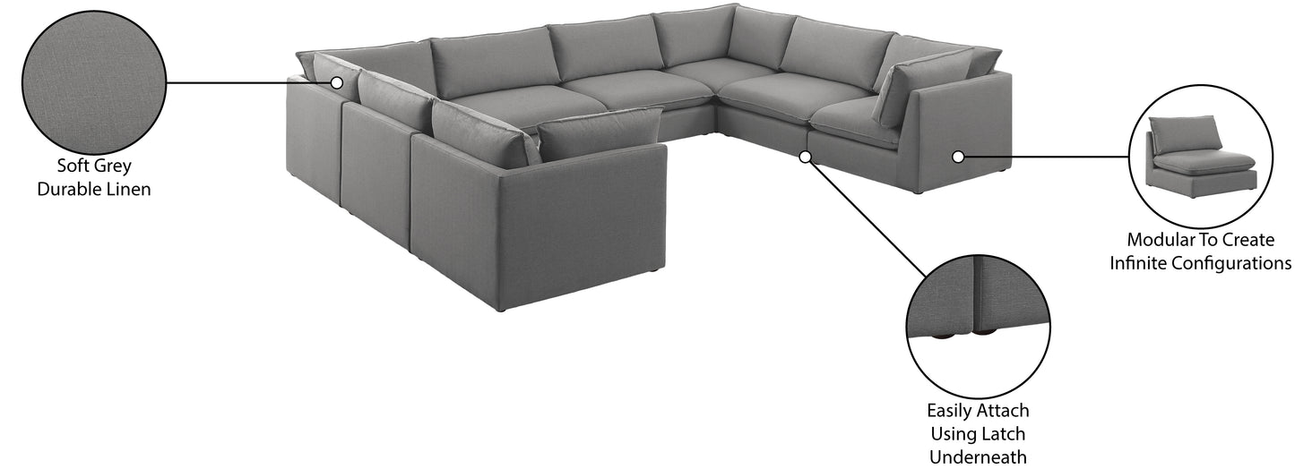 winston grey durable linen textured modular sectional sec8a