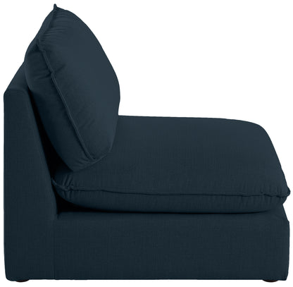 Winston Navy Durable Linen Textured Armless Chair Armless