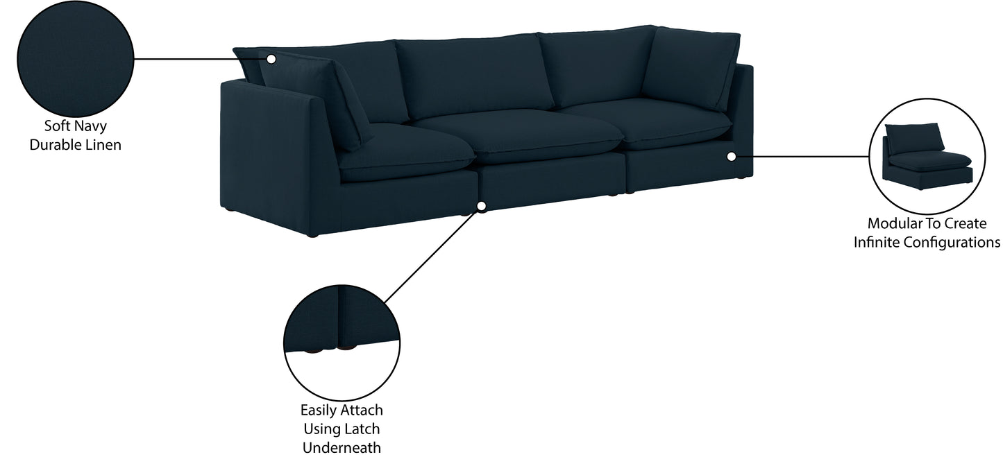 winston navy durable linen textured modular sofa s120b