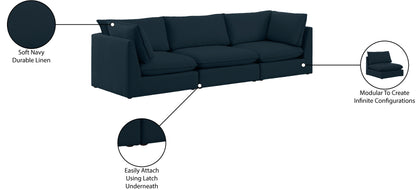 Winston Navy Durable Linen Textured Modular Sofa S120B