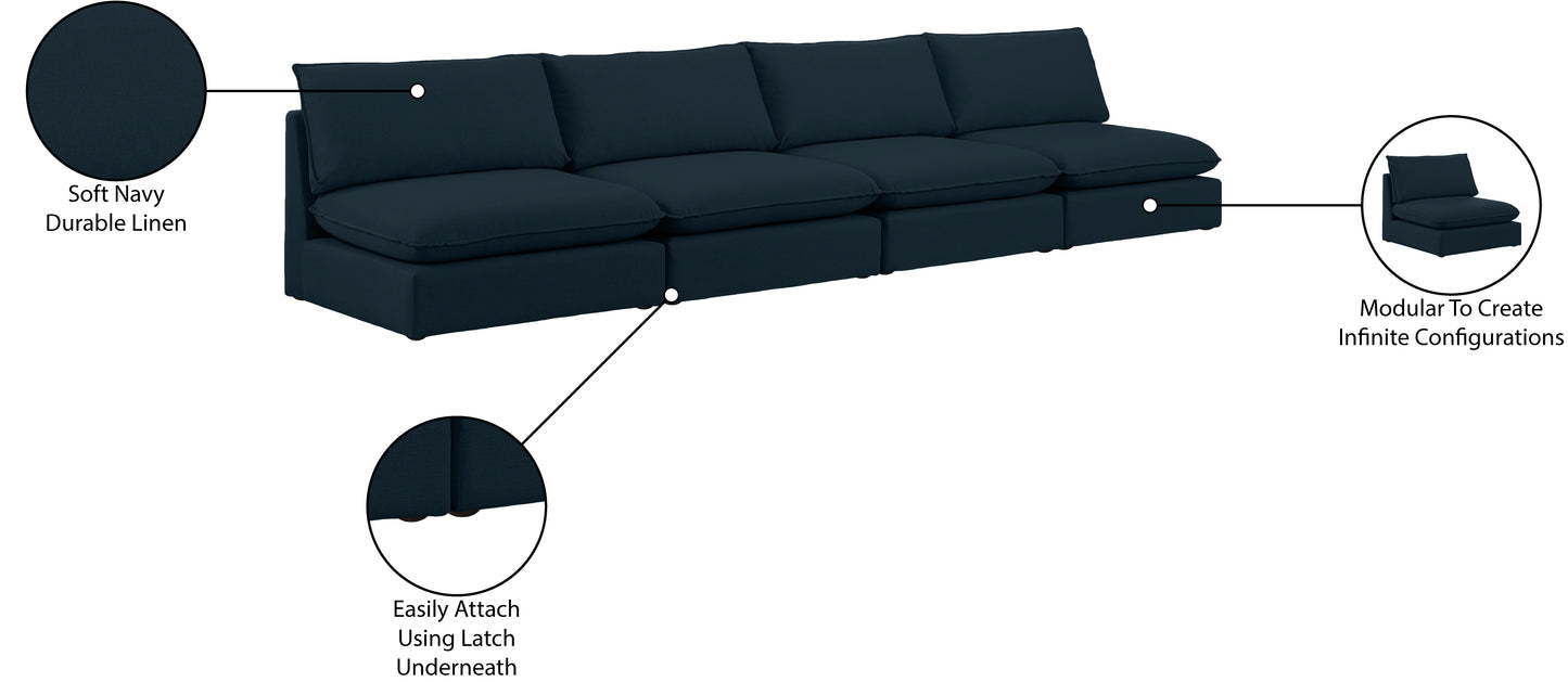 winston navy durable linen textured modular sofa s160a