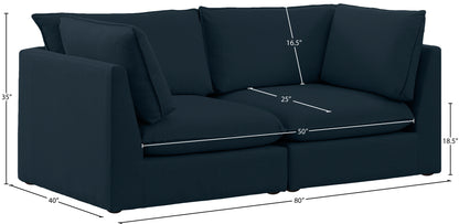 Winston Navy Durable Linen Textured Modular Sofa S80B