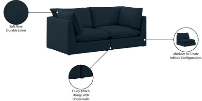 Winston Navy Durable Linen Textured Modular Sofa S80B