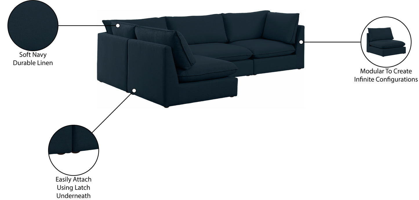 winston navy durable linen textured modular sectional sec4a