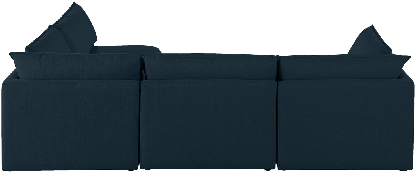 winston navy durable linen textured modular sectional sec4a