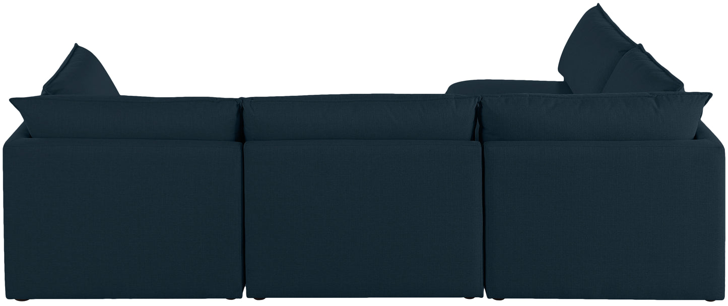 winston navy durable linen textured modular sectional sec4a