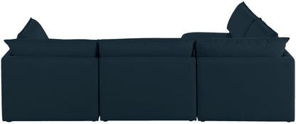 Winston Navy Durable Linen Textured Modular Sectional Sec4A