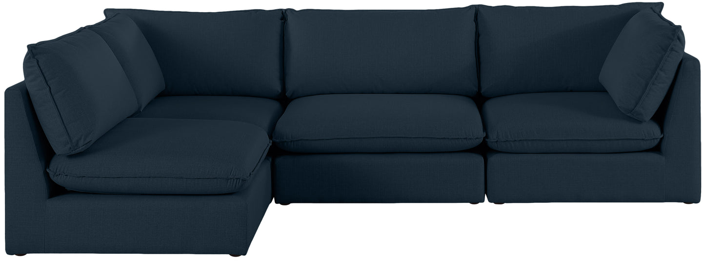 winston navy durable linen textured modular sectional sec4a