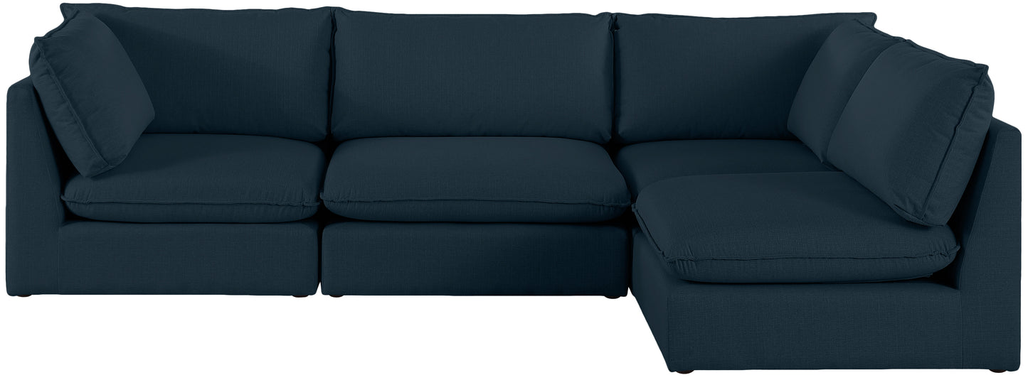 winston navy durable linen textured modular sectional sec4a