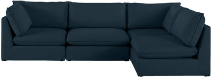 Winston Navy Durable Linen Textured Modular Sectional Sec4A