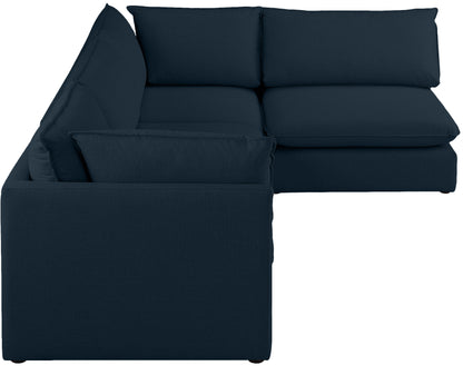 Winston Navy Durable Linen Textured Modular Sectional Sec4A