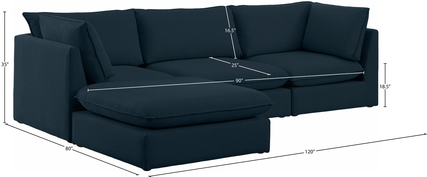 winston navy durable linen textured modular sectional sec4b