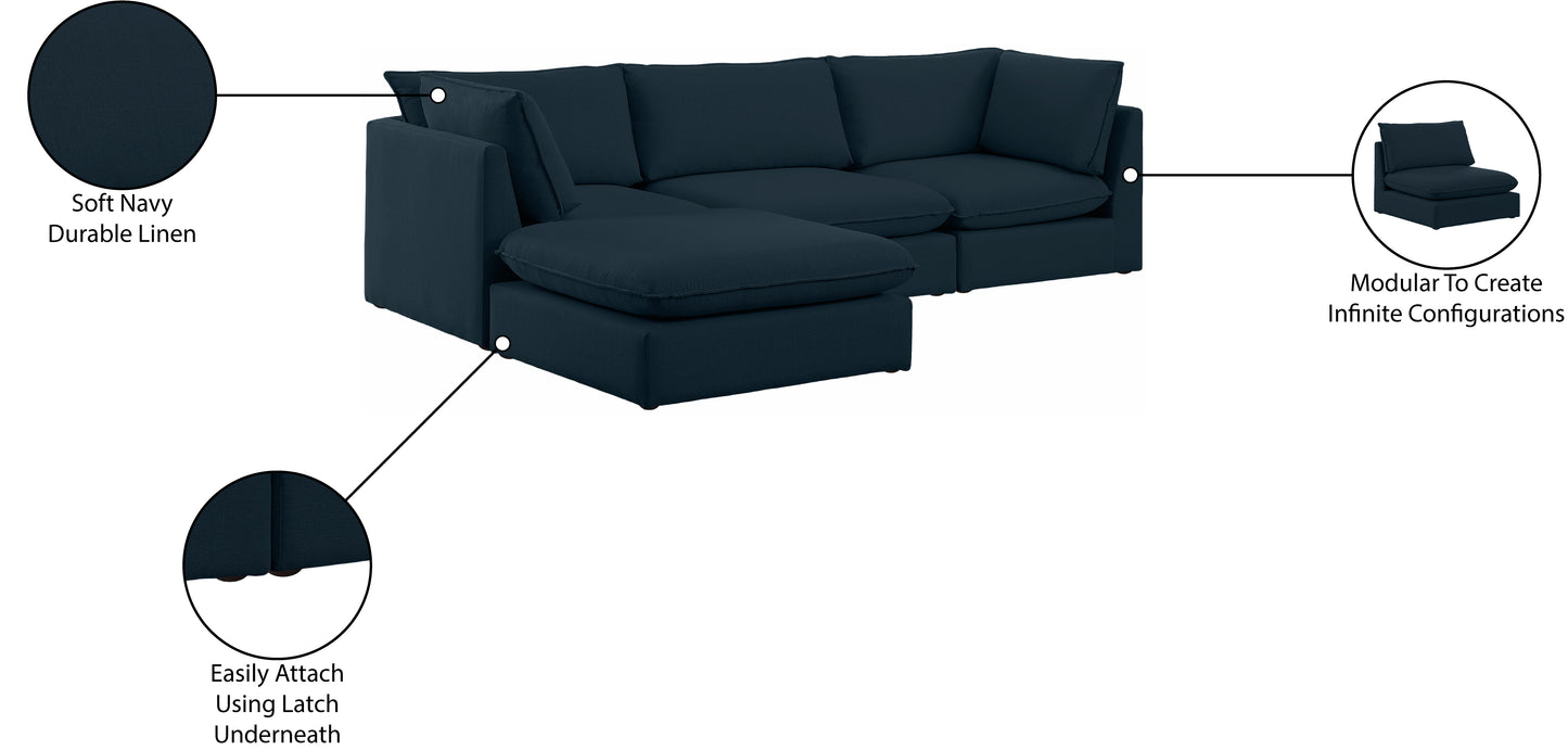 winston navy durable linen textured modular sectional sec4b