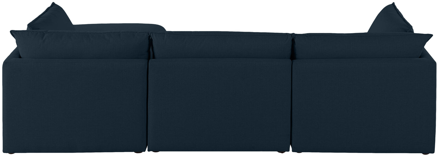 winston navy durable linen textured modular sectional sec4b