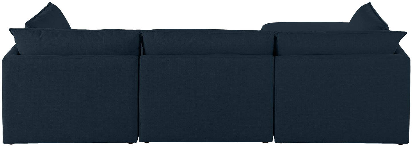 winston navy durable linen textured modular sectional sec4b