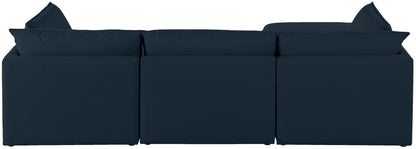 Winston Navy Durable Linen Textured Modular Sectional Sec4B