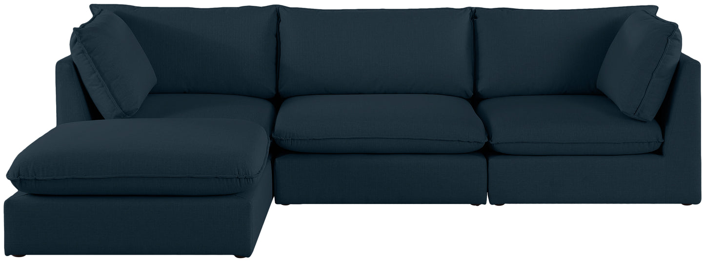 winston navy durable linen textured modular sectional sec4b