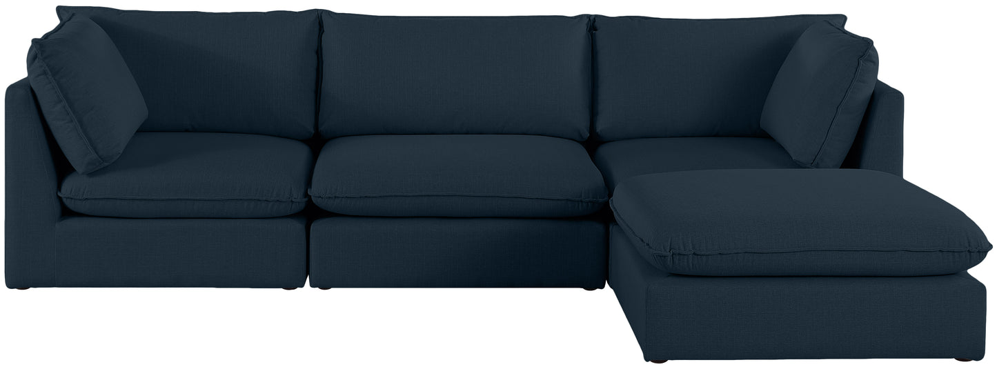 winston navy durable linen textured modular sectional sec4b