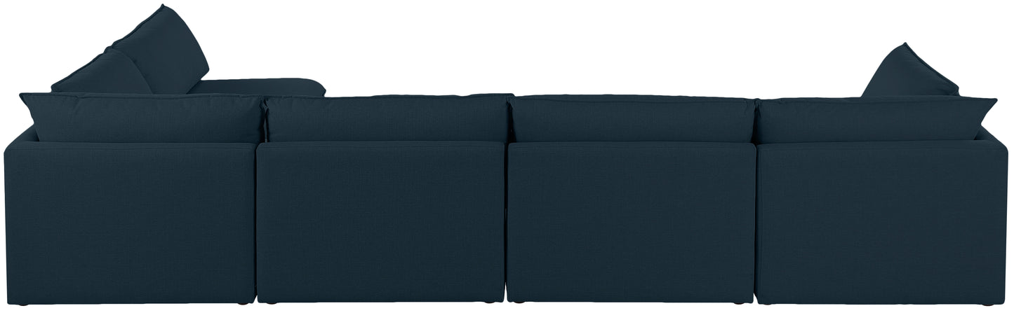 winston navy durable linen textured modular sectional sec5a