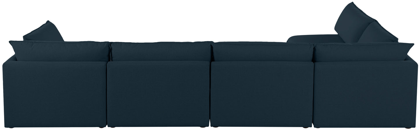 winston navy durable linen textured modular sectional sec5a